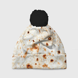 Шапка с помпоном Текстура светлого лаваша, цвет: 3D-черный