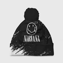 Шапка с помпоном Nirvana текустура краски, цвет: 3D-черный