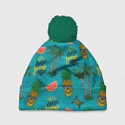 Шапка c помпоном Enjoy summer pattern - pineapple