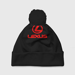 Шапка с помпоном Lexus red logo, цвет: 3D-черный