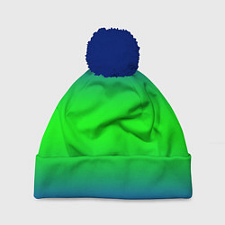 Шапка с помпоном Зелёный градиент текстура, цвет: 3D-тёмно-синий