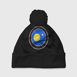 Шапка с помпоном NASA космос лого, цвет: 3D-черный
