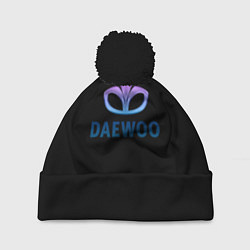 Шапка с помпоном Daewoo logo neon, цвет: 3D-черный