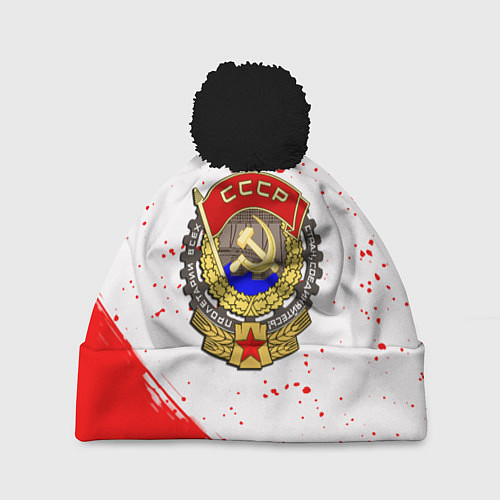 Шапка c помпоном СССР краски спорт / 3D-Черный – фото 1