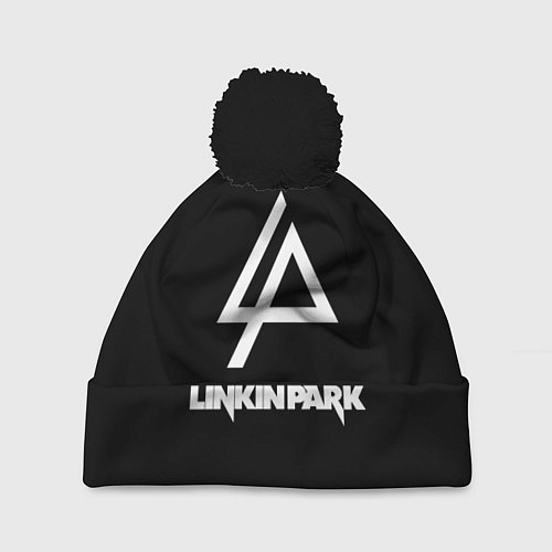 Шапка c помпоном Linkin park logo brend music / 3D-Черный – фото 1