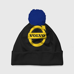 Шапка с помпоном Volvo yellow logo, цвет: 3D-тёмно-синий