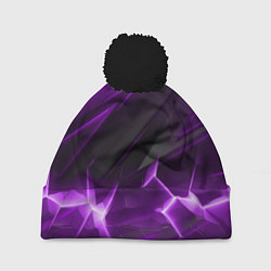 Шапка c помпоном Фиолетовая объемная абстракция