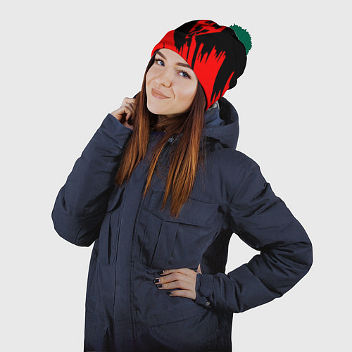 Шапка c помпоном The elder scrolls красные штрихи / 3D-Зеленый – фото 2