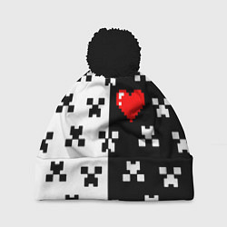 Шапка с помпоном Minecraft pattern love, цвет: 3D-черный