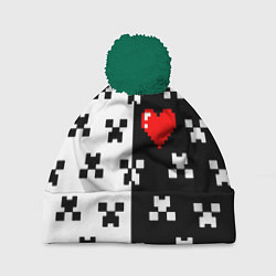 Шапка с помпоном Minecraft pattern love, цвет: 3D-зеленый