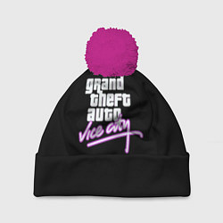 Шапка с помпоном GTA vice city logo, цвет: 3D-малиновый