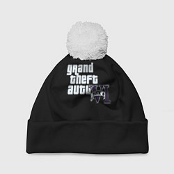 Шапка с помпоном GTA 6 logo vice city, цвет: 3D-белый
