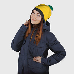 Шапка с помпоном За веру царя и святую триединую Русь Крест на узор, цвет: 3D-зеленый — фото 2