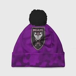 Шапка c помпоном Inter Miami logo pattern