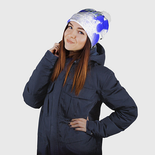 Шапка c помпоном Alan wake всплеск красок / 3D-Белый – фото 2