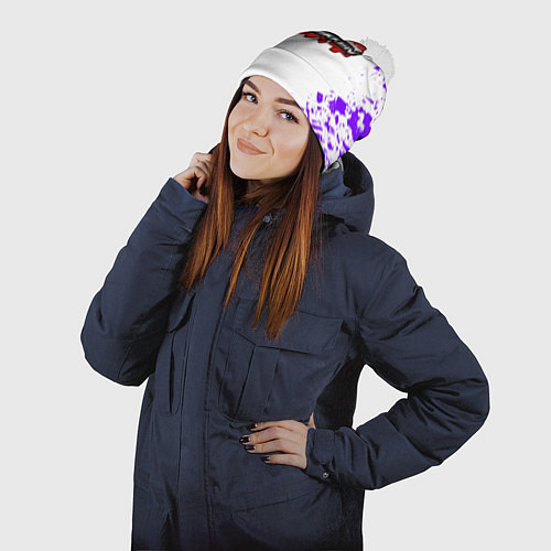 Шапка c помпоном Tekken colors splash / 3D-Белый – фото 2