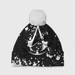 Шапка с помпоном Assassins Creed logo краски, цвет: 3D-белый