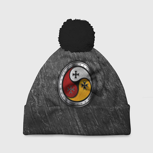 Шапка c помпоном Три слезы бога на камне / 3D-Черный – фото 1