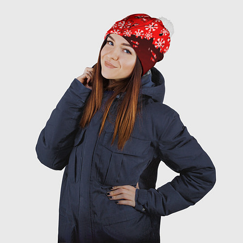 Шапка c помпоном Elder Scrolls winter steel / 3D-Белый – фото 2