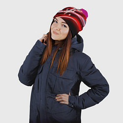 Шапка с помпоном Doom logo geometry, цвет: 3D-малиновый — фото 2