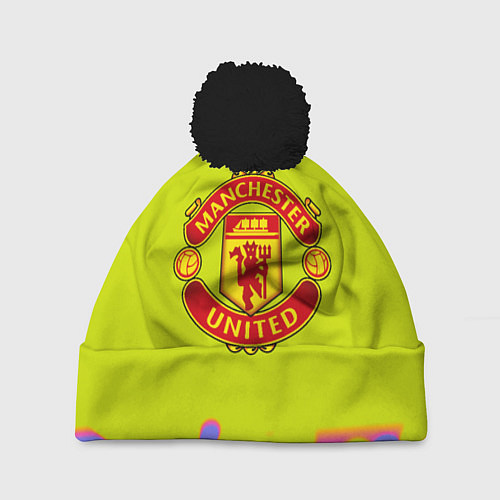 Шапка c помпоном Манчестер Юнайтед камуфляж / 3D-Черный – фото 1