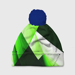Шапка с помпоном Кислотная геометрия, цвет: 3D-тёмно-синий