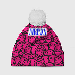 Шапка c помпоном Nirvana pink logo