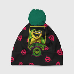 Шапка c помпоном Боевые жабы паттерн