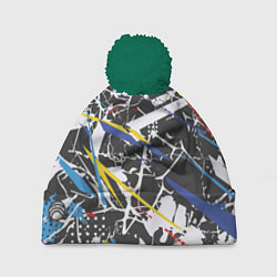 Шапка с помпоном Дизайнерская абстракция, цвет: 3D-зеленый