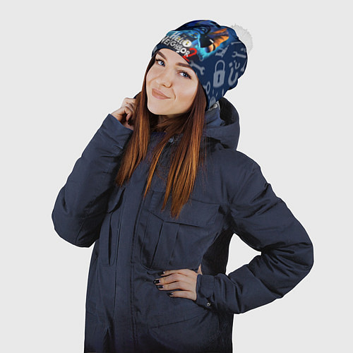 Шапка c помпоном Привет сосед из игры Hello Neighbor / 3D-Белый – фото 2