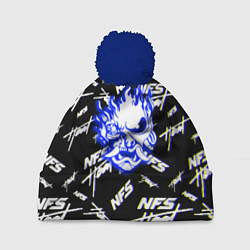Шапка с помпоном NFS samurai logo, цвет: 3D-тёмно-синий