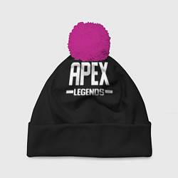 Шапка с помпоном Apex legends logo white, цвет: 3D-малиновый