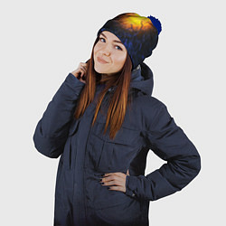 Шапка с помпоном Абстракция зарождение звезды, цвет: 3D-тёмно-синий — фото 2