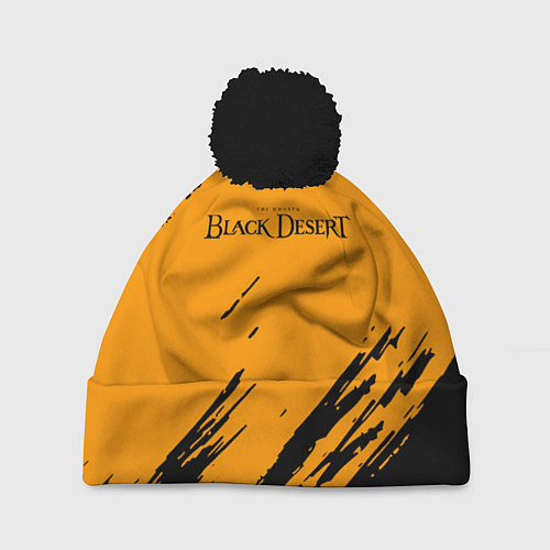 Шапка c помпоном Black desert краски абстракция / 3D-Черный – фото 1