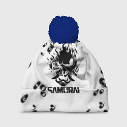 Шапка с помпоном Samurai черные краски текстура, цвет: 3D-тёмно-синий