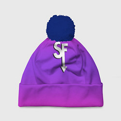 Шапка с помпоном Sally Face neon gradient, цвет: 3D-тёмно-синий