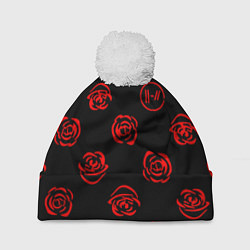 Шапка c помпоном Twenty one pilots rose pattern