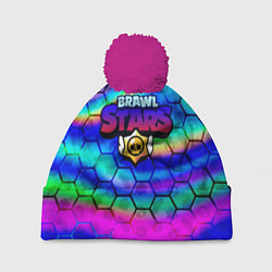 Шапка с помпоном Brawl stars neon gradient, цвет: 3D-малиновый