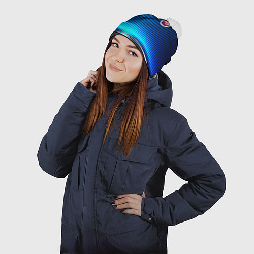 Шапка c помпоном FIAT текстура авто / 3D-Белый – фото 2