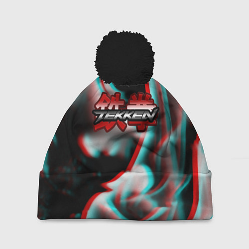 Шапка c помпоном Tekken fire glitch / 3D-Черный – фото 1