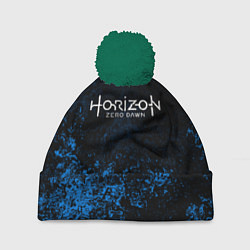 Шапка с помпоном Horizon: Zero Dawn синие брызги красок, цвет: 3D-зеленый