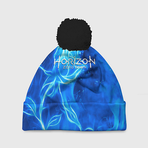 Шапка c помпоном Horizon zero dawn flower / 3D-Черный – фото 1