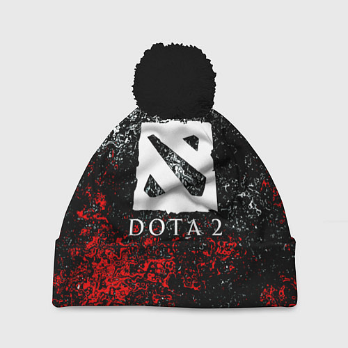 Шапка c помпоном Dota2 брызги красок / 3D-Черный – фото 1