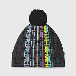 Шапка с помпоном Marshmello dj pattern line, цвет: 3D-черный