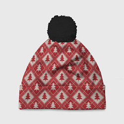 Шапка с помпоном Елочки, цвет: 3D-черный