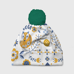 Шапка с помпоном Скандинавский узор, цвет: 3D-зеленый