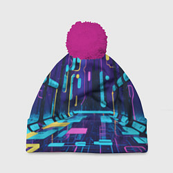 Шапка с помпоном Неоновый парк, цвет: 3D-малиновый