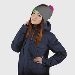 Шапка с помпоном Tekken краски неоновые, цвет: 3D-малиновый — фото 2