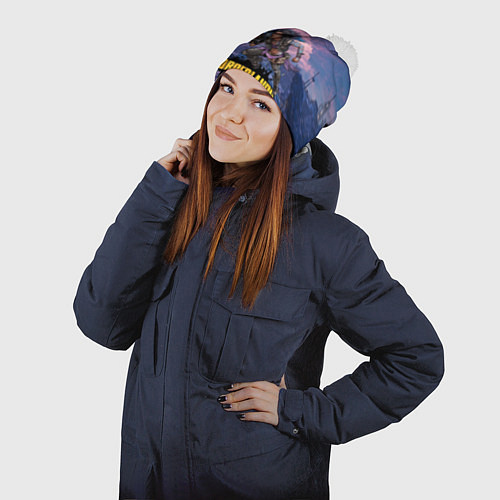 Шапка c помпоном Borderlands вооружение / 3D-Белый – фото 2