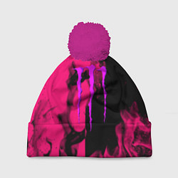 Шапка с помпоном Monster energy fire pink, цвет: 3D-малиновый